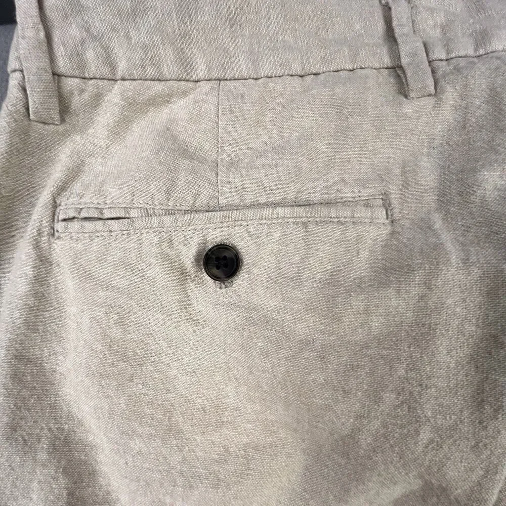 Old Navy 90's Straight Pants Men's 36x32 Sand Beige Linen Blend Khaki Beach